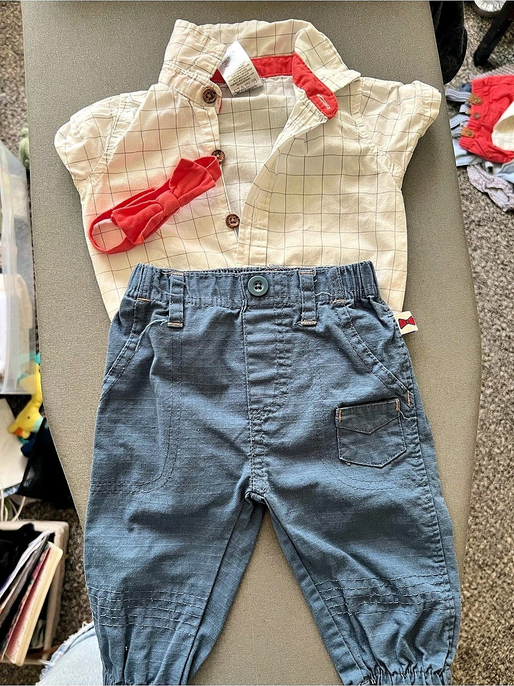 Little Lad Baby Plaid Outfit Set Size 3M Like New